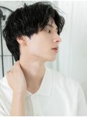 20代30代センターパート社会人メンズ黒髪マッシュパーマh与野