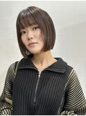 フェイスレイヤー/切りっぱなしボブ/ぱっつん前髪