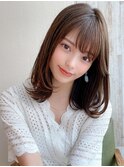 イメチェン美髪外ハネボブミディアムストレート寒色系カラー