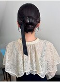 結婚式ヘアセットタイトシニヨンリボンアレンジ吉祥寺《宮坂》