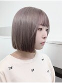 切りっぱなしボブハイトーンカラーナチュラルボブグレージュ韓国