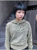 bibito 青　インナーカラー　ハイライト　ショート　ブルー