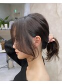小顔似合わせ前髪顔周り大人黒髪ネビージュワンレンボブルフ韓国