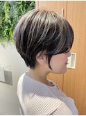 ●前下がりショートボブハンサムショートカットカラーパーマケア