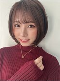 韓国風/透明感カラー/オリーブアッシュ/ぱっつん前髪/小顔カット