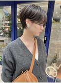 20代小顔マッシュショート/抜け感シースルーバング/ラテベージュ