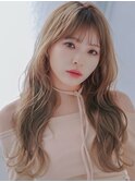 《NYLON.》小顔カット薄めバングシアーカラーウェーブパーマ