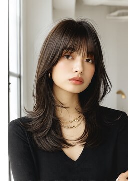 ノイエ 原宿 北参道(NoIE) ミディアムハイレイヤーマレットヘアバタフライカットシャギー