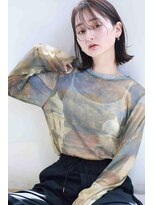 ムウ 難波(MOU) ボブクールショート前髪イメチェンピンクベージュ30代40代50代