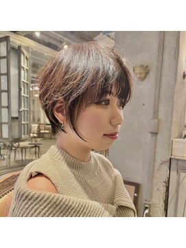 髪質改善と縮毛矯正の専門店 サンティエ(scintiller) 大人綺麗な小顔襟足スッキリショートボブ　30代40代50代