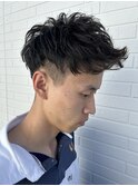 メンズショートツーブロックスパイラルパーマニュアンスパーマ