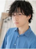 モテ抜け感ランダムソバージュの黒髪ラフマッシュi仙台