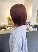 透明感バーガンディー大人可愛い小顔ボブフェイスレイヤー