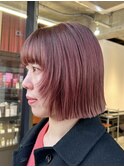 ピンクベージュ／フェイスレイヤー切りっぱなしボブ【自由が丘】