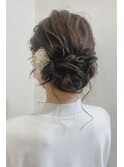 ヘアセット/結婚式/お呼ばれヘア/ルーズシニヨン/編み込みセット