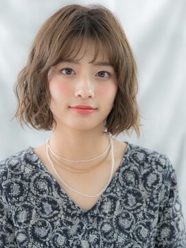 透明感ミルクティーベージュ抜け感ボブパーマs小山20代30代