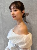 リボンシニヨンで仕上げる大人ガーリーなアレンジ【三軒茶屋】