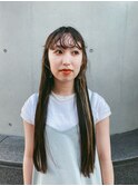 ロングイヤリングカラー　前髪パーマ