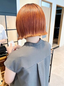 ネオリーブ クーロ(Neolive curro) 韓国風タッセルボブ×オレンジ[ぱつっとボブ/縮毛矯正/横浜韓国]