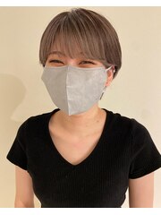 大人可愛い20代30代小顔ひし形ショート顔まわりインナーカラー