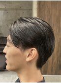 フェザーパーマ/グレーブルーカラー/刈り上げショートパンク
