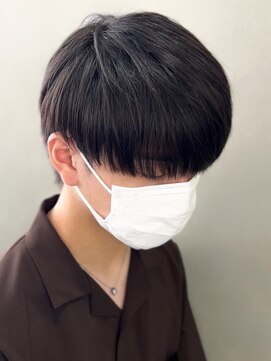 エルマーク 堺東(L-MARK) 黒髪マッシュナチュラルマッシュメンズヘア韓国ツーブロック