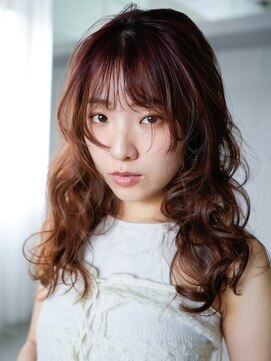 ロング前髪カット小顔顔周りレイヤー_F30801