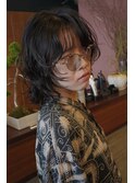 メガネに似合うパーマウルフ