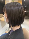ショートボブヘア×ココアブラウン