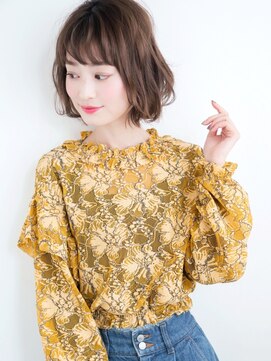 ムク(:muku) 旬味ボブガール☆遊ばせ束感Cラインショートバング×カール♪