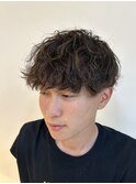 ウルフ アッシュブラック カルマパーマ ベリーショート