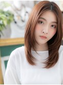 ★センターパート姫カット小顔レイヤーミディアム30代40代★10