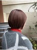 レッドブラウン/透明感/艶感/グラボブ/前髪あり