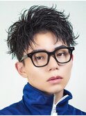メンズカット無造作黒髪スパイキーショート刈り上げビジネス流行