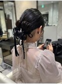 リボンヘアアレンジ