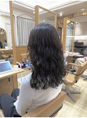 デジタルパーマミディアムレイヤー暗髪透明感韓国ヘア