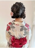 お団子ツイン／編み込み／三つ編み／浴衣-