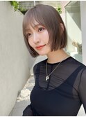 小顔大人ボブ暗めカラーミディアムデザインカラー