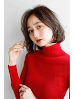 ムウ 難波(MOU) クールショートボブ前髪イメチェンピンクベージュ30代40代50代