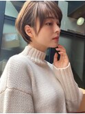 簡単ショート/ひし形シルエット/小顔カット/ニュアンスカラー/冬