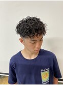 外国人風スペインカールパーマツーブロック刈り上げ大阪心斎橋