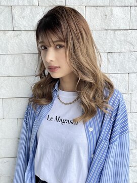 リトバイプティパ(Lit by petit-pas) シースルーバング×ナチュラルグラデーションベージュ