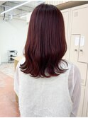 ブリーチなしダブルカラー赤髪ワインレッド秋カラーボルドーrena