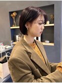 島田/ワインレッド 白楽 髪質改善 大人ボブ ブリーチ無し 内巻き