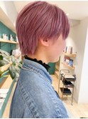 【堀惠】カシスピンクショートブリーチカラーハンサムショート