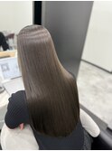 ロングヘアアッシュオリーブ髪質改善Period.松阪