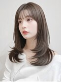 くびれヘアアプリコットオレンジ夏ヘアハイライトカラー