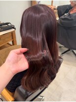 ヘアーメイクブランニュー セントラル 西大寺店(hair make Brand new central)&nbsp;艶感ボルドーカラーロングヘアゆる巻き秋冬こっくり暖色カラー