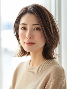 トリッカ 代官山(tricca) 大人ショートボブ/白髪ぼかし/白髪染め/艶ブラウン/小顔カット