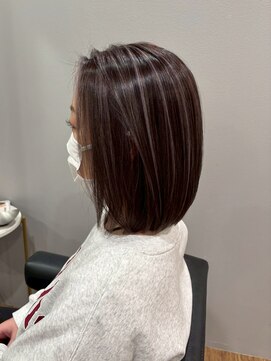 ヘアプレイスソル (HAIR PLACE SoL) ハイライトカラー/ミディアムボブ/チョコレートブラウン